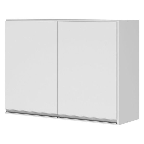 Armário Aéreo Multiuso Lux 80cm 100% MDF 02 Portas Branco - Desk Design
