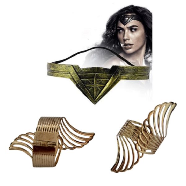 Fantasia Amazona Mulher Maravilha C/ 1 Tiara e 2 Braceletes Fantasia Amazona Mulher Maravilha C/ 1 Tiara e 2 Braceletes