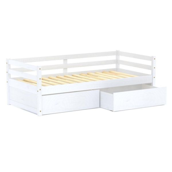 Cama Infantil Eco Com 02 Gavetas Madeira Maciça Branco Mobilistore