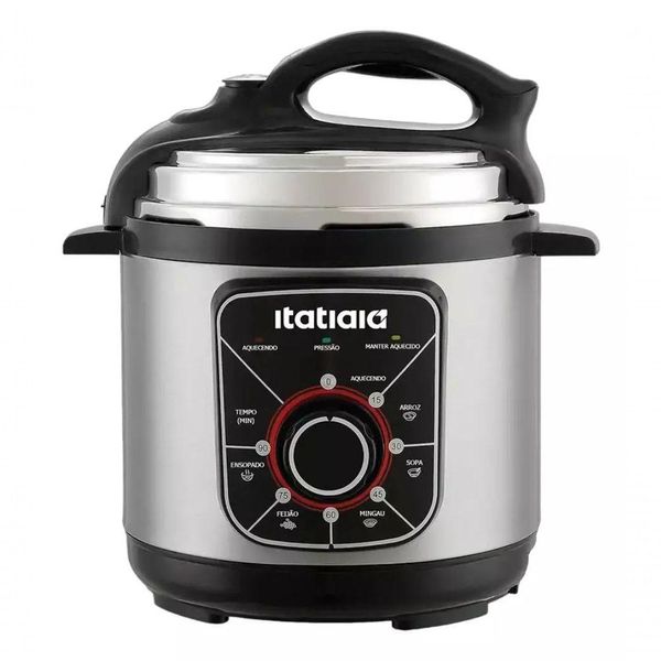 Panela de Pressão Eletrica Essencial 3L 700W Inox com Preto 127V