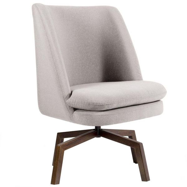 Poltrona Decorativa Giratória Base Ka Pérsia D02 Rústico Bege D-316 - Lyam Decor