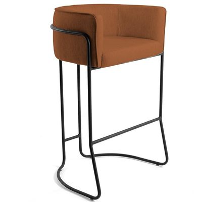Kit 03 Banquetas Decorativas Fixa Base de Aço Preto Betina D02 Veludo Telha C-262 - Lyam Decor