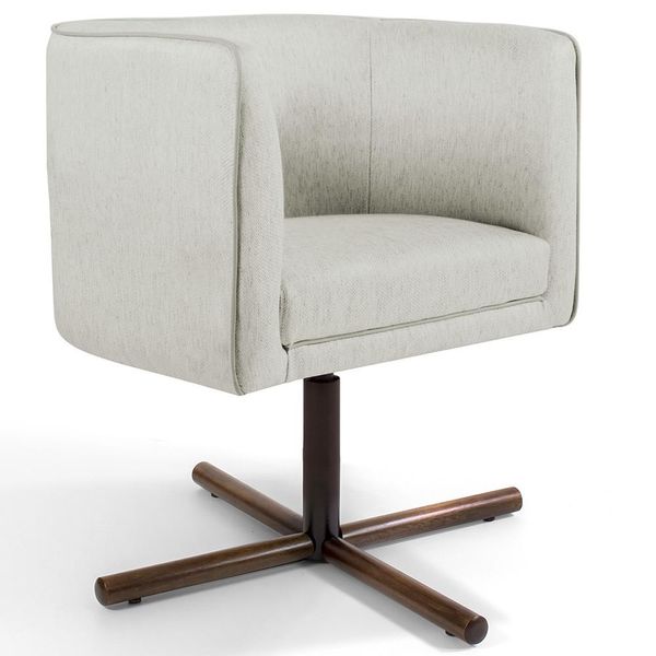 Poltrona Decorativa Giratória Base X Betina D02 Linho Bege C-107 - Lyam Decor Poltrona Decorativa Giratória Base X Betina D02 Linho Bege C-107 - Lyam Decor