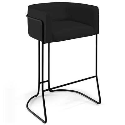 Kit 02 Banquetas Decorativas Fixa Base de Aço Preto Betina D02 Veludo Preto C-300 - Lyam Decor