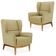 Kit 02 Poltronas Decorativas Para Sala de Estar Milena D02 Base de Madeira Corano Bege Escuro C-19 - Lyam Decor