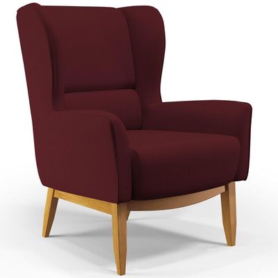 Kit 02 Poltronas Decorativas Sala Estar Milena D02 Base de Madeira Veludo Marsala C-278 - Lyam Decor