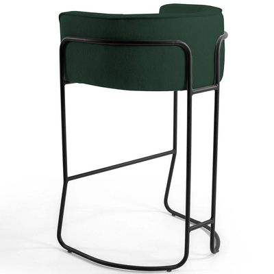 Kit 02 Banquetas Decorativas Fixa Base de Aço Preto Betina D02 Linho Verde Musgo C-117 - Lyam Decor