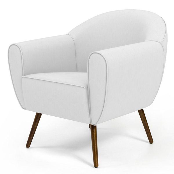 Poltrona Decorativa com Pés Palito Nina D02 Corano Branco C-12 - Lyam Decor Poltrona Decorativa com Pés Palito Nina D02 Corano Branco C-12 - Lyam Decor