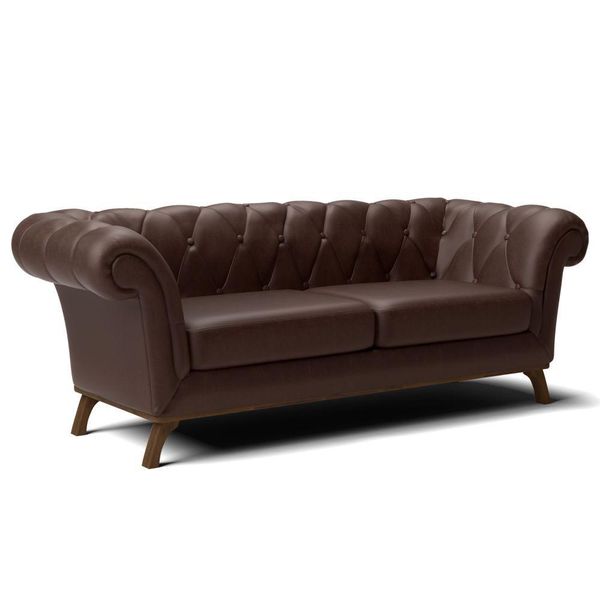 Sofá 3 Lugares Para Sala de Estar Império 230 cm D02 Corano Marrom C-34 - Lyam Decor Sofá 3 Lugares Para Sala de Estar Império 230 cm D02 Corano Marrom C-34 - Lyam Decor