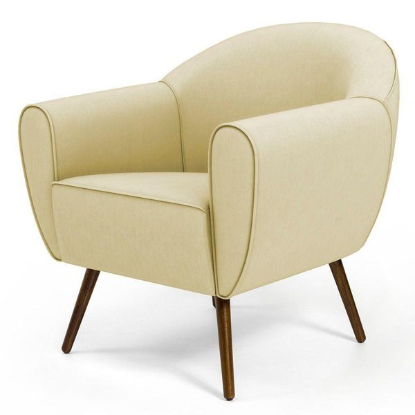 Poltrona Decorativa com Pés Palito Nina D02 Corano Bege C-26 - Lyam Decor Poltrona Decorativa com Pés Palito Nina D02 Corano Bege C-26 - Lyam Decor
