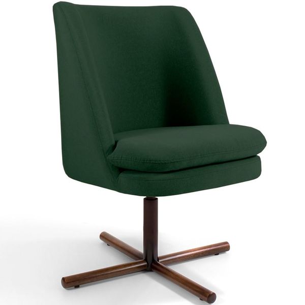 Poltrona Decorativa Giratória Base X Pérsia D02 Veludo Verde C-303  - Lyam Decor