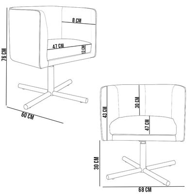 Kit 02 Poltronas Decorativas Giratória Base X Betina D02 Linho Verde Musgo C-117 - Lyam Decor
