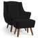 Poltrona Decorativa Fixa com Puff Pés de Madeira Juliet D02 Veludo Preto C-300 - Lyam Decor