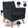 Poltrona Decorativa com Pés de Madeira Taroba D02 Linho Chumbo D-465 - Lyam Decor