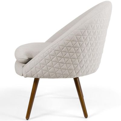 Kit 02 Poltronas Decorativas Fixa Pés Palito Rafa D02 Tressê Linho Bege C-107 - Lyam Decor