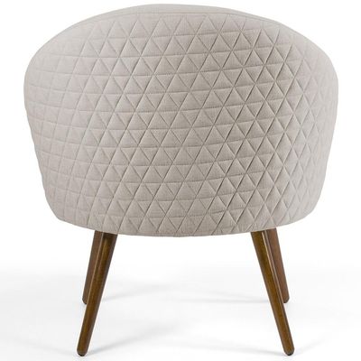 Kit 02 Poltronas Decorativas Fixa Pés Palito Rafa D02 Tressê Linho Bege C-107 - Lyam Decor