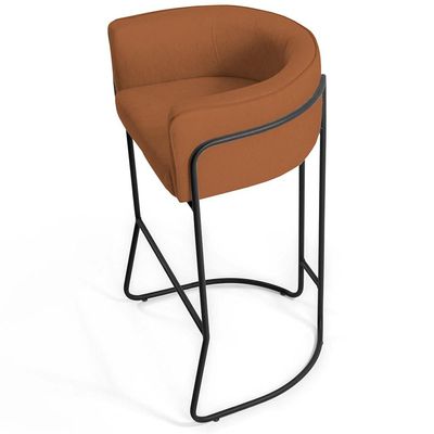 Kit 02 Banquetas Decorativas Fixa Base de Aço Preto Betina D02 Veludo Telha C-262 - Lyam Decor