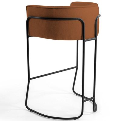 Kit 02 Banquetas Decorativas Fixa Base de Aço Preto Betina D02 Veludo Telha C-262 - Lyam Decor