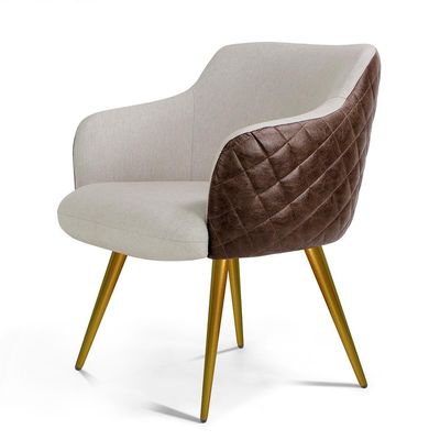 Kit 02 Poltronas Pés Palito New Bronze Jade D02 Linho Bege C-107 Tressê Corano Marrom - Lyam Decor