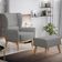 Poltrona Decorativa Fixa Base de Madeira Milena D02 Linho Cinza Escuro C-416 - Lyam Decor