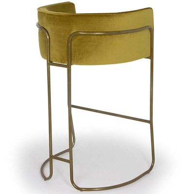Kit 02 Banquetas Decorativa Fixa Base de Aço Bronze Betina D02 Veludo Mostarda C-260 - Lyam Decor
