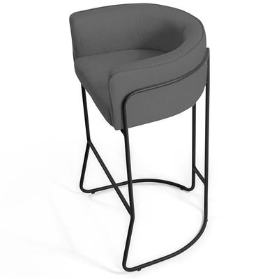 Kit 02 Banquetas Decorativas Fixa Base de Aço Preto Betina D02 Corano Cinza C-03 - Lyam Decor