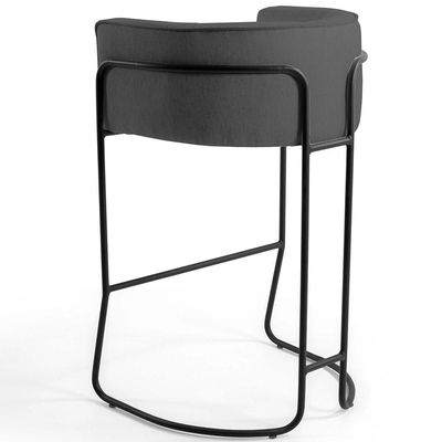 Kit 02 Banquetas Decorativas Fixa Base de Aço Preto Betina D02 Corano Cinza C-03 - Lyam Decor