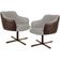 Kit 02 Poltronas Giratória Base X Jade D02 Linho Bege C-107 Tressê Corano Marrom - Lyam Decor