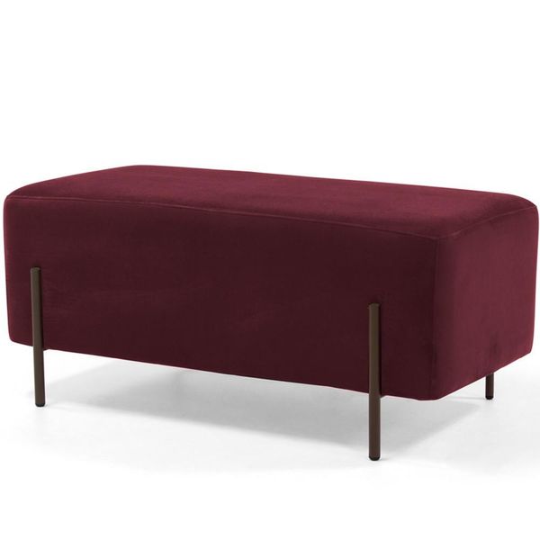 Puff Retangular Decorativo Status 90x45 D02 Pés de Aço Veludo Marsala C-278 - Lyam Decor