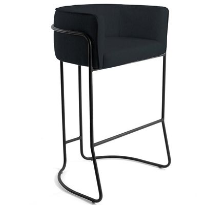 Kit 02 Banquetas Decorativas Fixa Base de Aço Preto Betina D02 Corano Preto C-05 - Lyam Decor