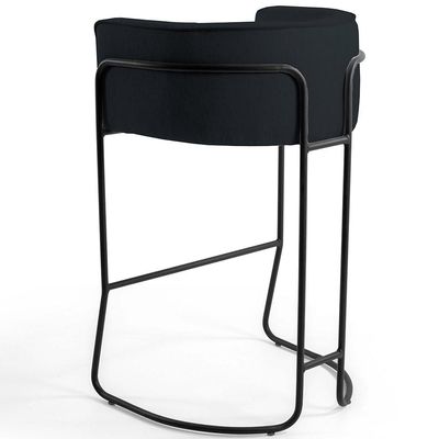 Kit 02 Banquetas Decorativas Fixa Base de Aço Preto Betina D02 Corano Preto C-05 - Lyam Decor