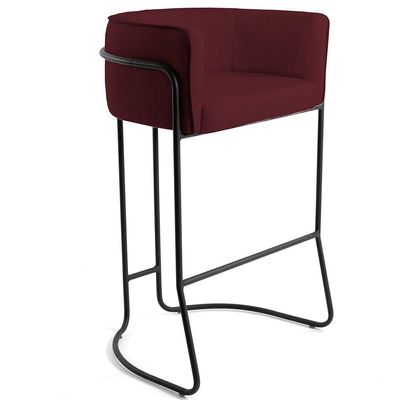 Kit 03 Banquetas Decorativas Fixa Base de Aço Preto Betina D02 Veludo Marsala C-278 - Lyam Decor