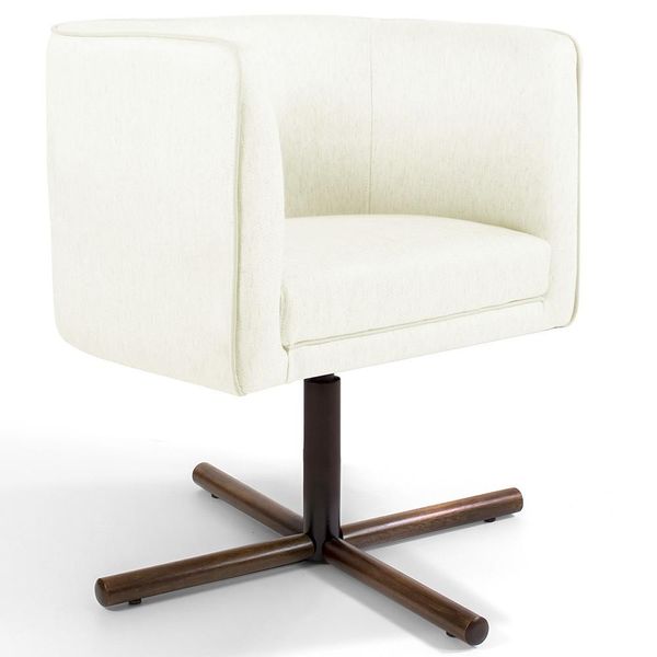 Poltrona Decorativa Giratória Base X Betina D02 Corano Bege C-26 - Lyam Decor Poltrona Decorativa Giratória Base X Betina D02 Corano Bege C-26 - Lyam Decor