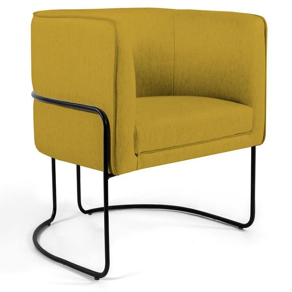 Poltrona Decorativa Fixa Base de Aço Preto Betina D02 Veludo Mostarda C-279 - Lyam Decor Poltrona Decorativa Fixa Base de Aço Preto Betina D02 Veludo Mostarda C-279 - Lyam Decor