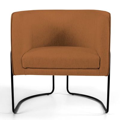 Poltrona Decorativa Fixa Base de Aço Preto Betina D02 Veludo Telha C-262 - Lyam Decor