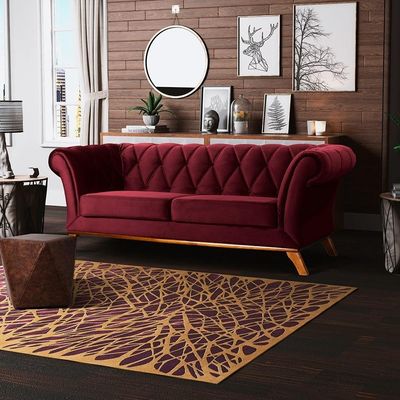 Sofá 4 Lugares Para Sala de Estar Império 280 cm D02 Veludo Marsala C-278 - Lyam Decor