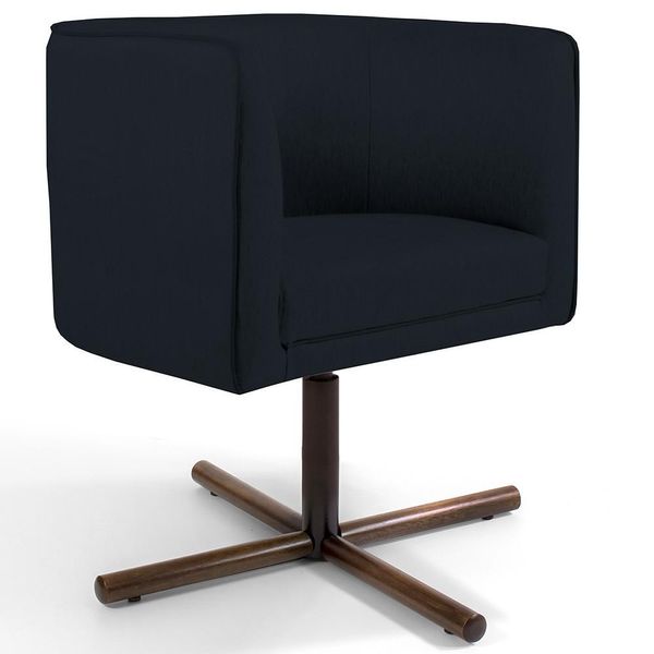 Poltrona Decorativa Giratória Base X Betina D02 Corano Preto C-05 - Lyam Decor