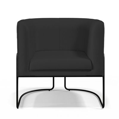Poltrona Decorativa Fixa Base de Aço Preto Betina D02 Veludo Preto C-300 - Lyam Decor