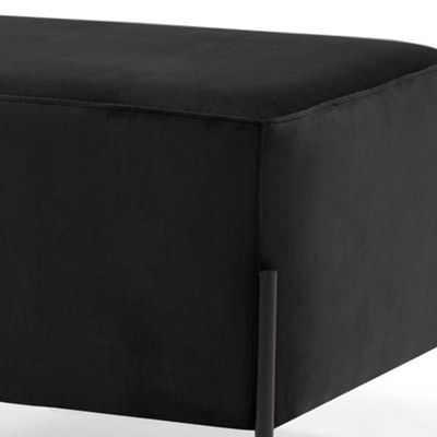 Puff Quadrado Decorativo Status 60x45 D02 Pés de Aço Veludo Preto C-300 - Lyam Decor