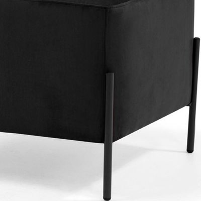 Puff Quadrado Decorativo Status 60x45 D02 Pés de Aço Veludo Preto C-300 - Lyam Decor