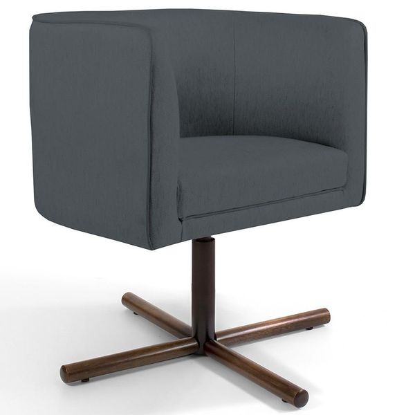 Poltrona Decorativa Giratória Base X Betina D02 Corano Cinza C-03 - Lyam Decor