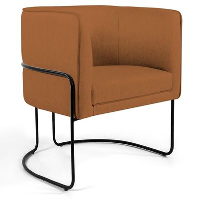 Kit 02 Poltronas Decorativas Fixa Base de Aço Preto Betina D02 Veludo Telha C-262 - Lyam Decor