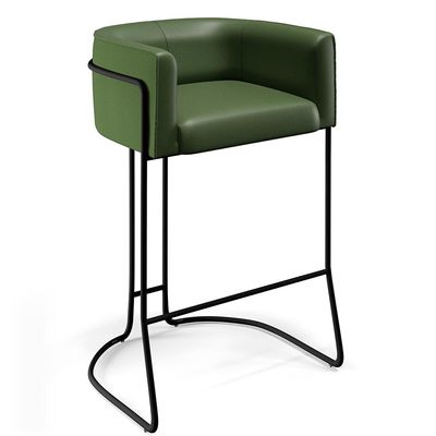 Kit 02 Banquetas Decorativas Fixa Base de Aço Preto Betina D02 Corano Verde Musgo B-89 - Lyam Decor