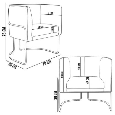 Kit 02 Poltronas Decorativas Fixa Base de Aço Preto Betina D02 Veludo Verde Musgo C-303 - Lyam Decor