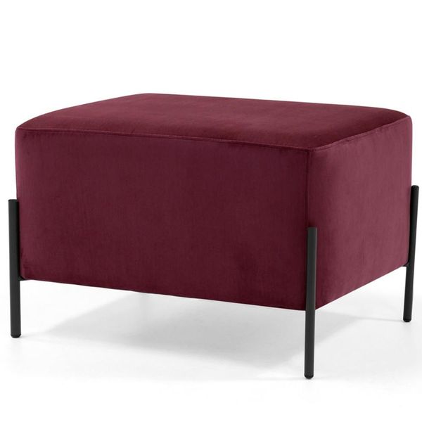 Puff Quadrado Decorativo Status 60x45 D02 Pés de Aço Veludo Marsala C-278 - Lyam Decor