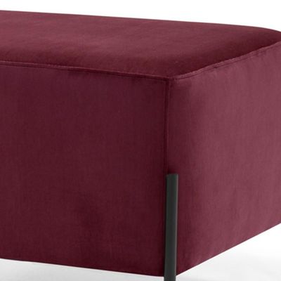 Puff Quadrado Decorativo Status 60x45 D02 Pés de Aço Veludo Marsala C-278 - Lyam Decor