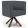 Poltrona Decorativa Base Giratória de Madeira Betina D02 Corano Cinza C-03 - Lyam Decor