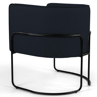 Kit 02 Poltronas Decorativas Fixa Base de Aço Preto Betina D02 Corano Preto C-05 - Lyam Decor