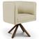 Poltrona Decorativa Base Giratória de Madeira Betina D02 Linho Bege C-129 - Lyam Decor