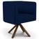 Kit 02 Poltronas Decorativa Base Giratória Madeira Betina D02 Veludo Azul Oxford C-304 - Lyam Decor